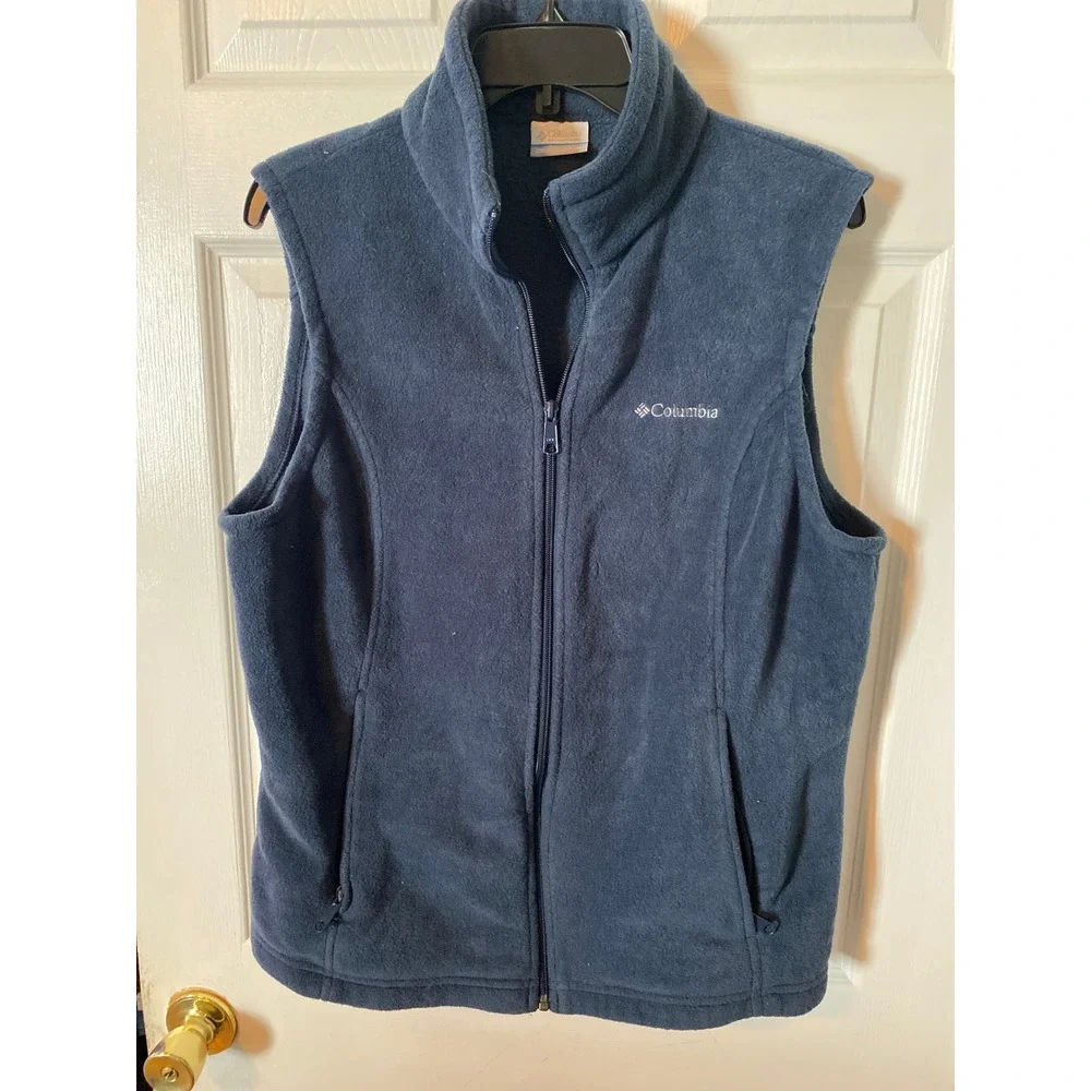 Columbia Mens XL Steens Mountain Fleece Vest Navy Blue Full Zip Outdoor Jacket